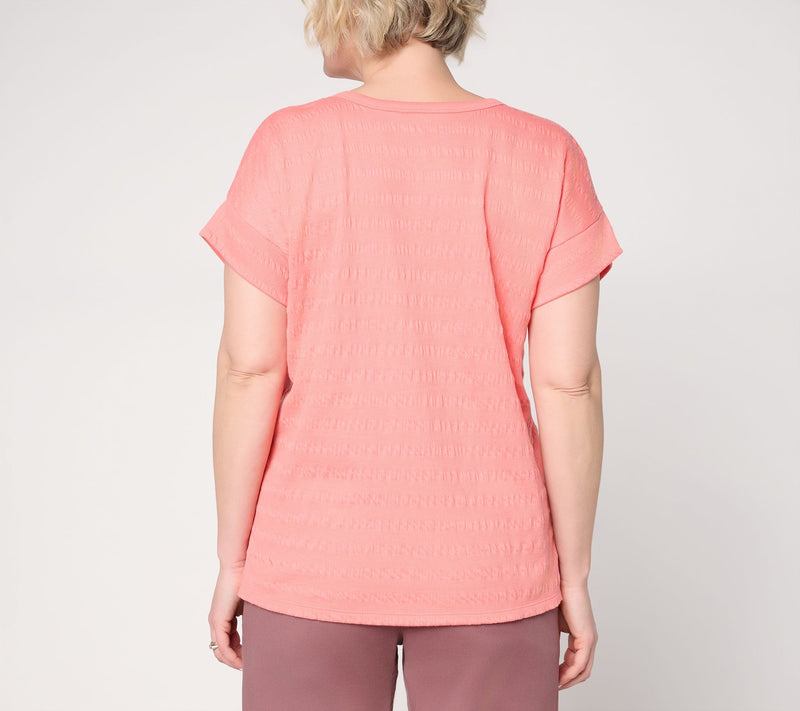 AnyBody Textured Knit Jersey Step Hem Top — View 4