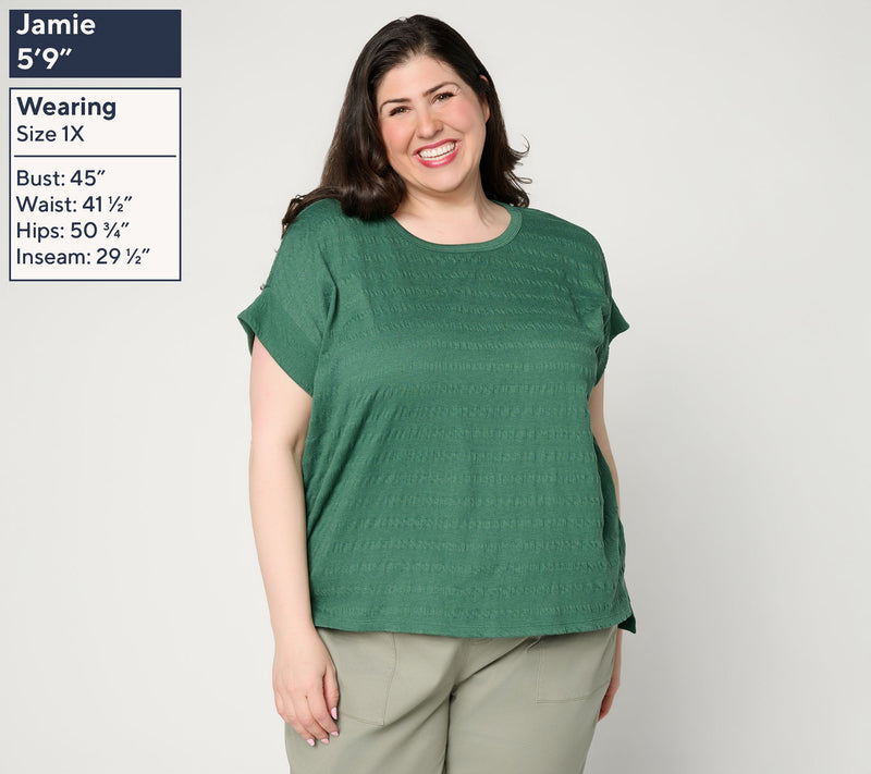 AnyBody Textured Knit Jersey Step Hem Top — View 2