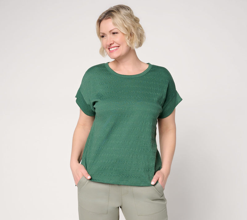 AnyBody Textured Knit Jersey Step Hem Top — View 14