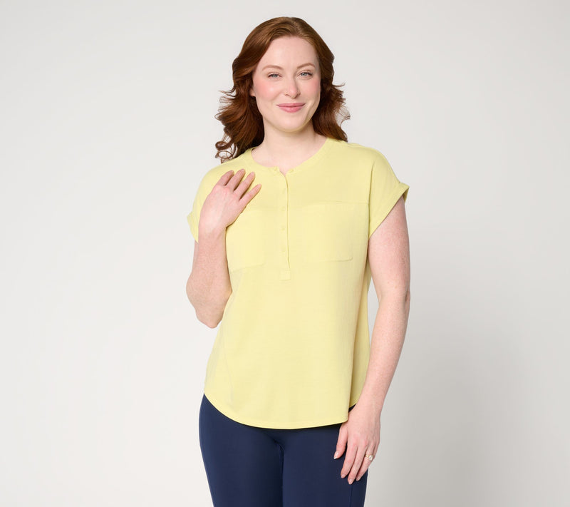 AnyBody Washed Cotton Henley Tee — Main view