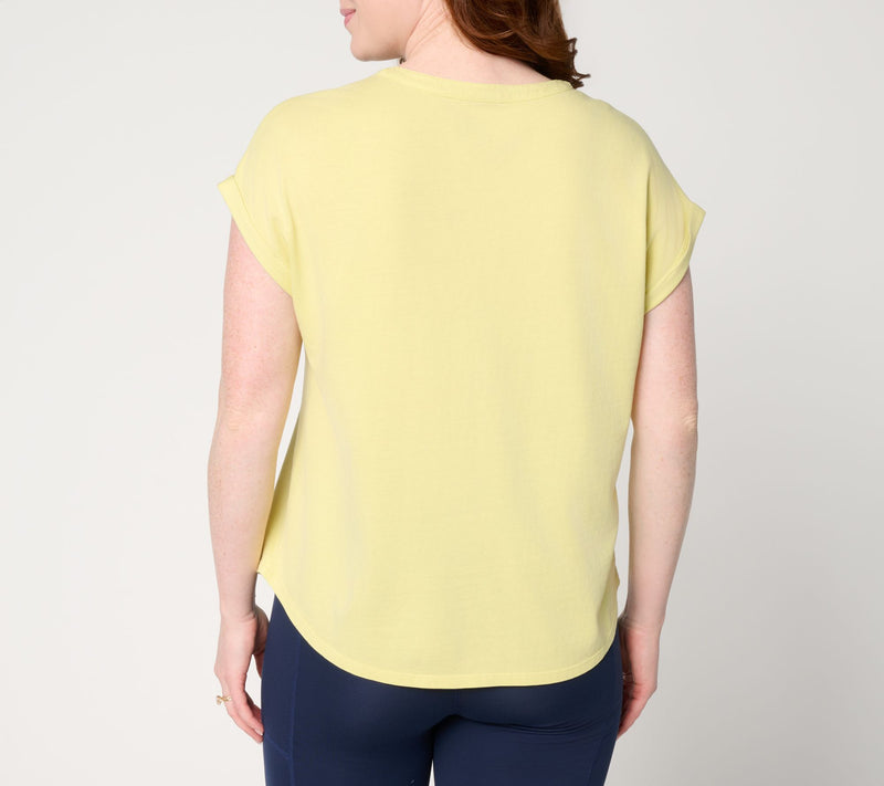 AnyBody Washed Cotton Henley Tee — View 7