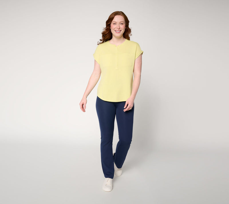 AnyBody Washed Cotton Henley Tee — View 8
