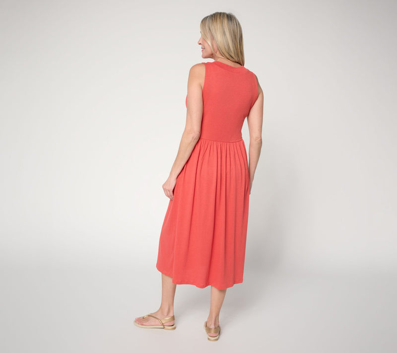 Denim & Co. Beach Regular Knit Gauze Sleeveless Midi Dress — View 4