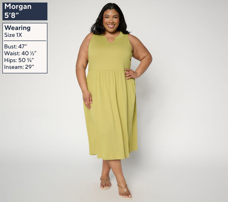 Denim & Co. Beach Regular Knit Gauze Sleeveless Midi Dress — View 2