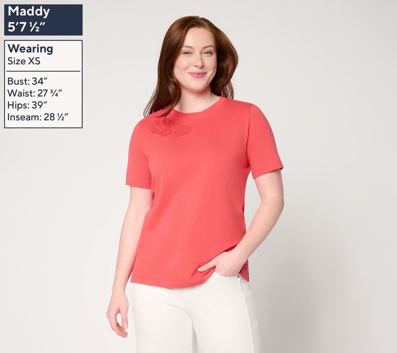 Denim & Co. Beach Coastline Cotton Crew Neck Top — View 3