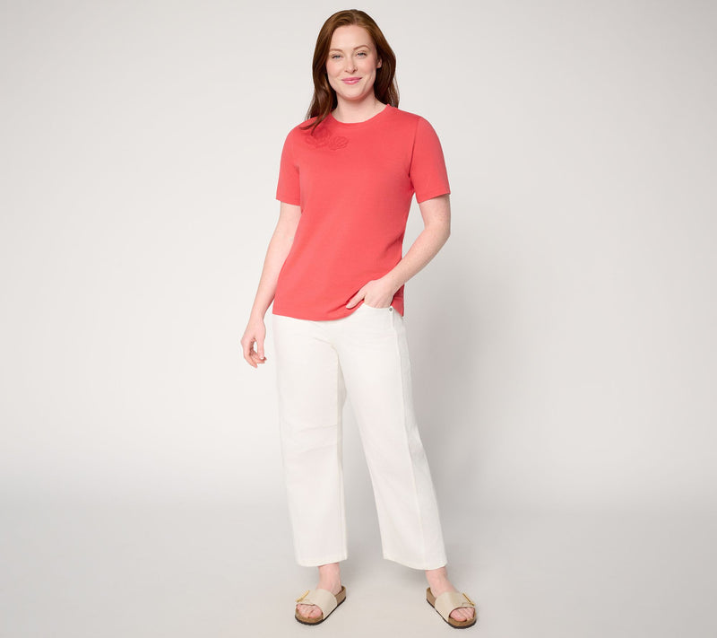 Denim & Co. Beach Coastline Cotton Crew Neck Top — View 5