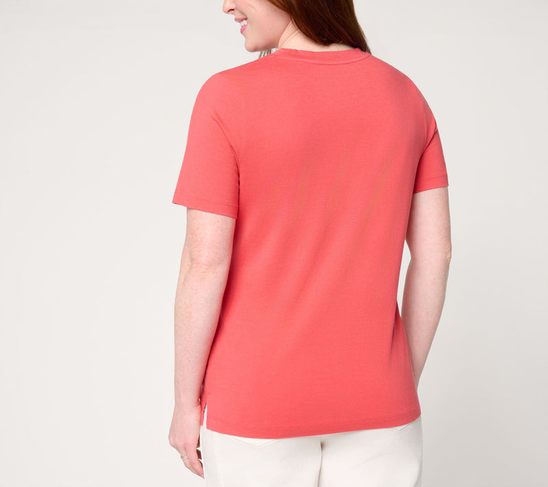 Denim & Co. Beach Coastline Cotton Crew Neck Top — View 4