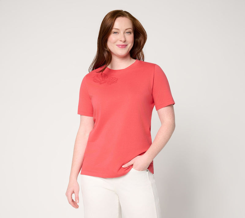 Denim & Co. Beach Coastline Cotton Crew Neck Top — View 12