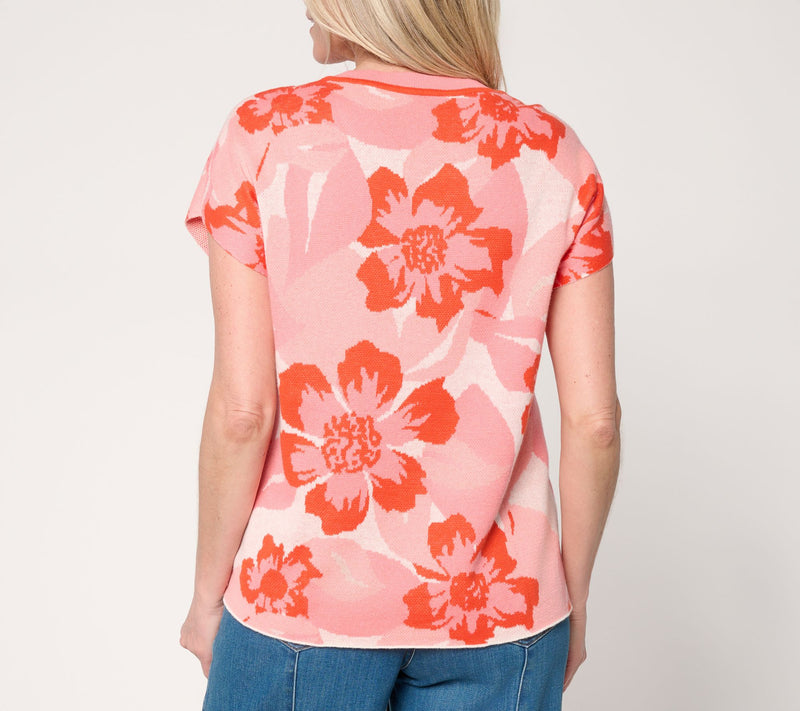 AnyBody Extended Shoulder Floral Intarsia Sweater — View 4