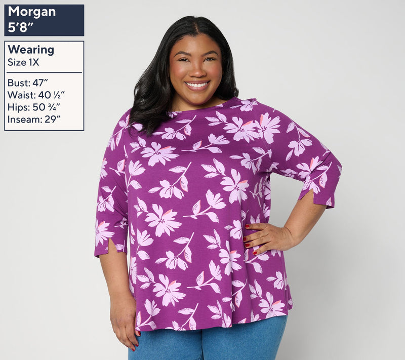 Denim & Co. Petite Favorite Jersey Boat Neck Swing Tunic — View 2