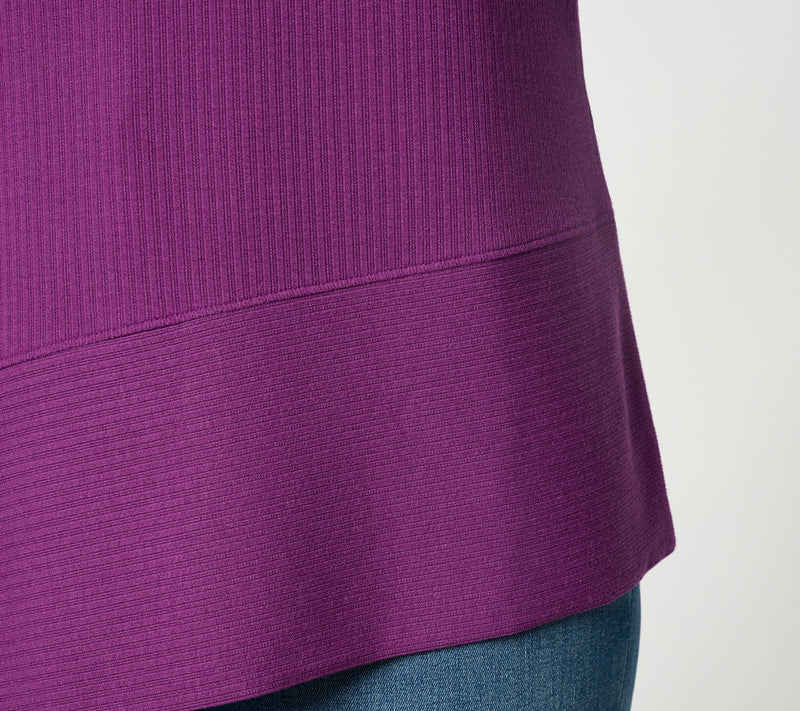 Denim & Co. Regular Ribbed Jacquard Asymmetrical Tunic — View 11