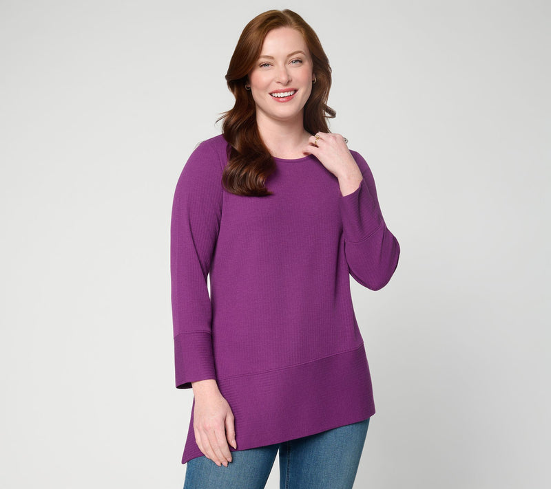 Denim & Co. Regular Ribbed Jacquard Asymmetrical Tunic — View 5