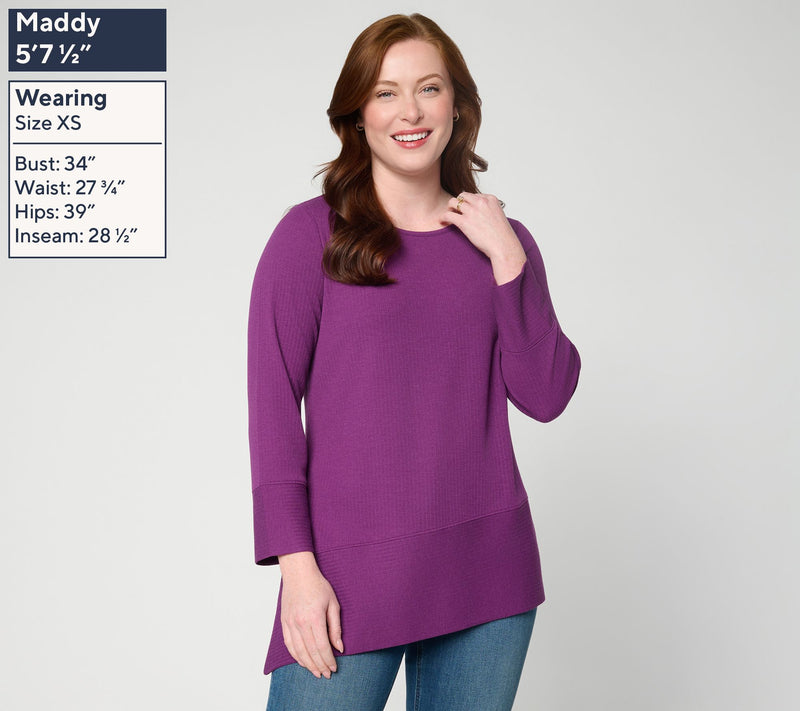 Denim & Co. Regular Ribbed Jacquard Asymmetrical Tunic — View 8