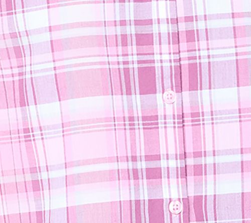 Denim & Co. 100% Cotton Madras Plaid Woven Button Front Top — View 8