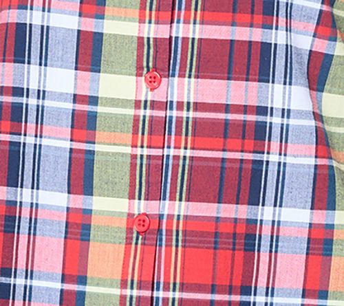 Denim & Co. 100% Cotton Madras Plaid Woven Button Front Top — View 9