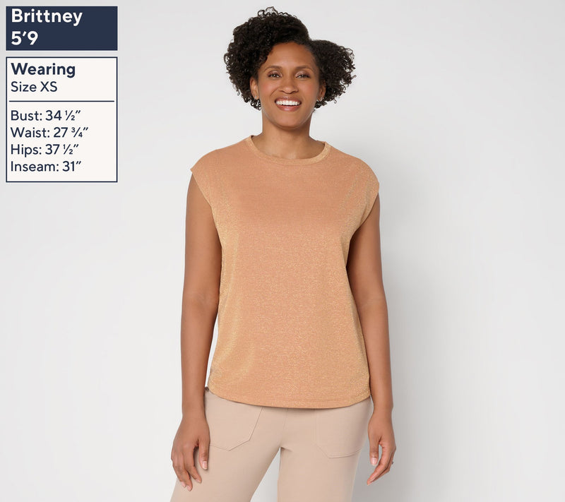 Martha Stewart Signature Metallic Sleeveless Knit Top — View 2