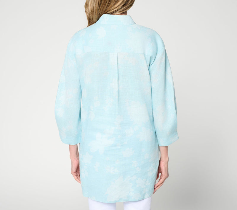 Martha Stewart Signature Regular Linen Button Front Tunic — View 4