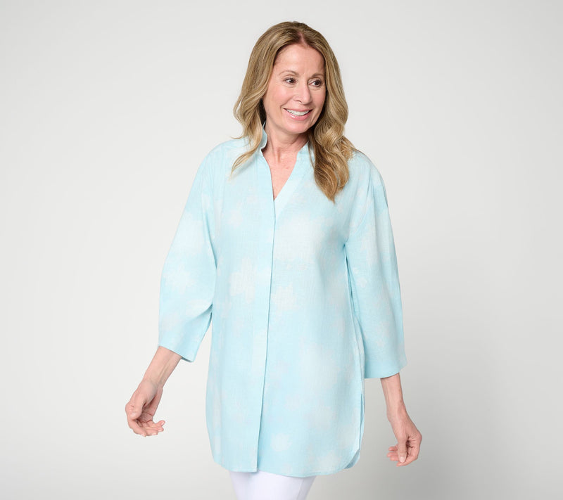 Martha Stewart Signature Regular Linen Button Front Tunic — View 11