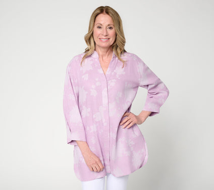 Martha Stewart Signature Petite Linen Button-Front Tunic