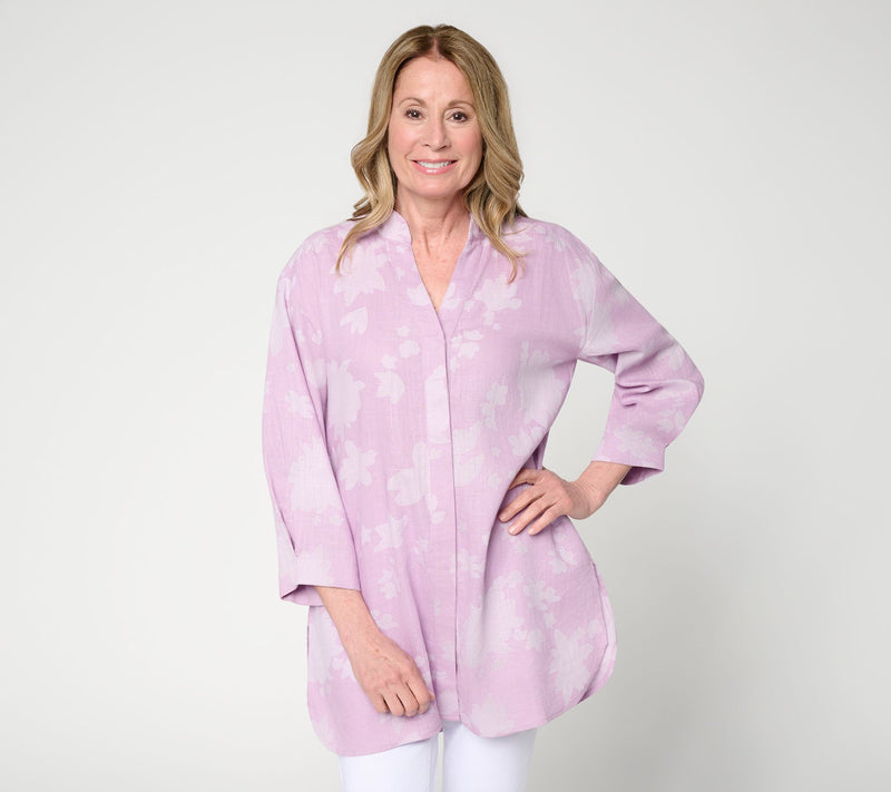 Martha Stewart Signature Petite Linen Button-Front Tunic — View 3