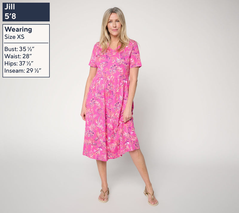 Denim & Co. Petite Printed Linen Blend Midi Dress — View 3