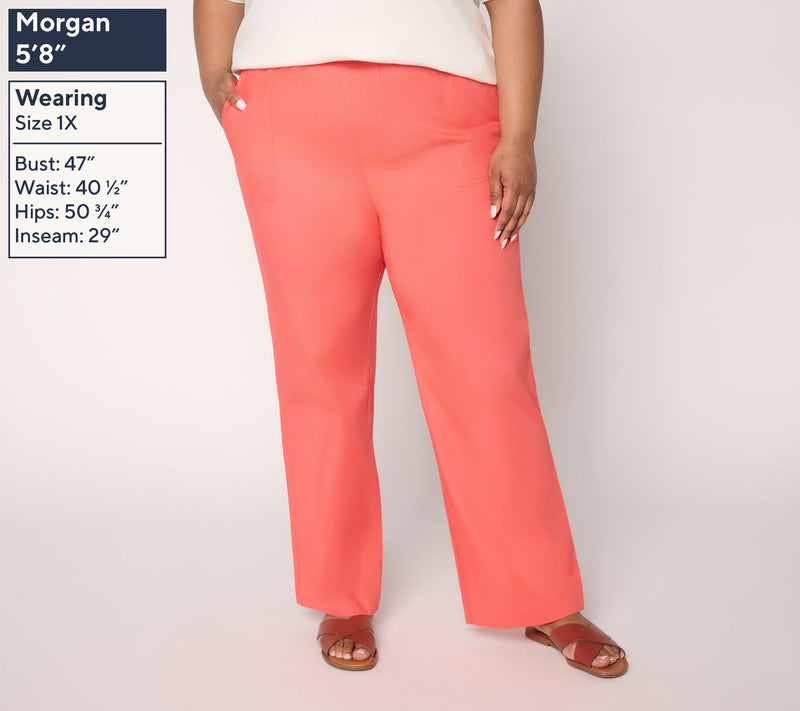 Denim & Co. Regular Stretch Poplin Straight-Leg Pants — View 2