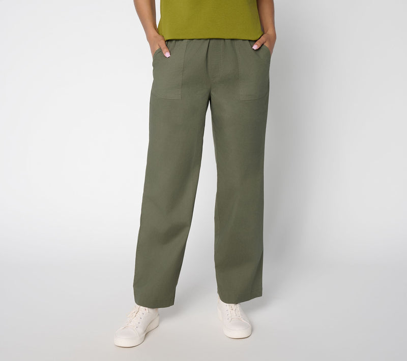 Denim & Co. Petite Stretch Poplin Straight-Leg Pants — View 12