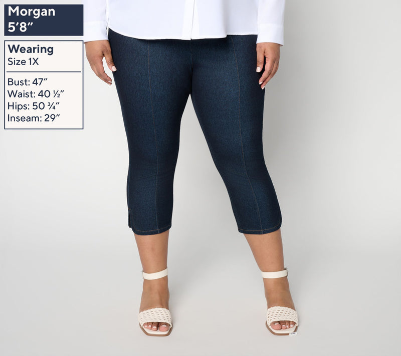 Denim & Co. Regular Comfy Knit Air Hollywood Waist Capri Pants — View 2