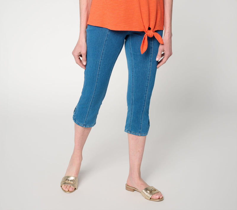 Denim & Co. Petite Comfy Knit Air Hollywood Waist Capri Pants — View 12