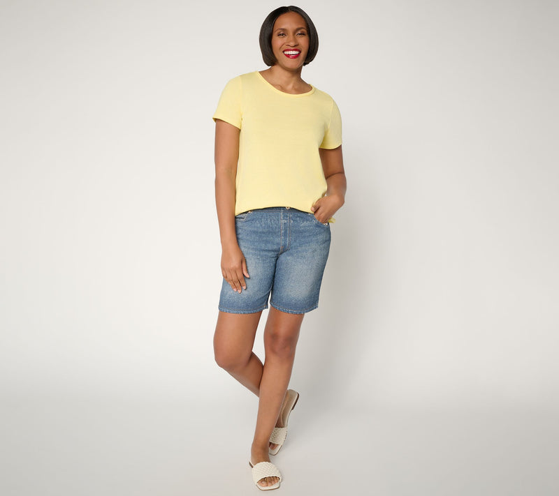 AnyBody Denim Effect 8" French Terry Short — View 4