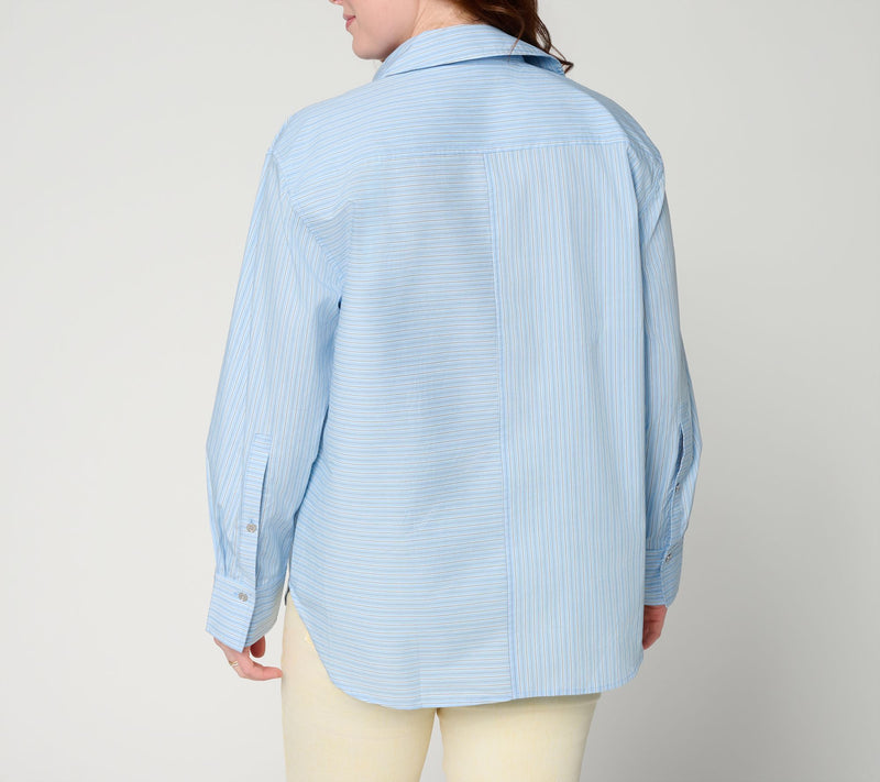RM Studio x Rebecca Minkoff Cotton Poplin Rhinestone Stripe Shirt — View 9