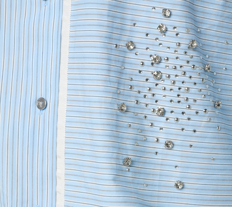 RM Studio x Rebecca Minkoff Cotton Poplin Rhinestone Stripe Shirt — View 11
