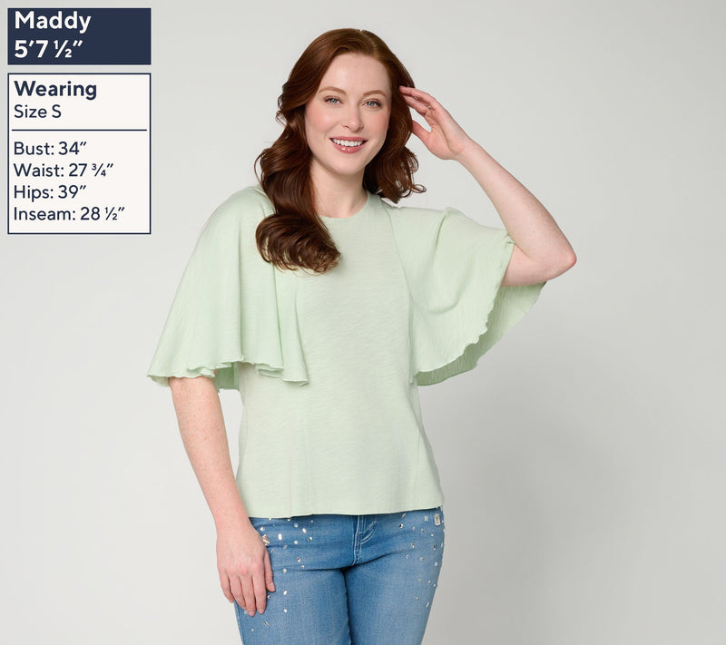 RM Studio x Rebecca Minkoff Cotton Modal Flutter Sleeve Knit Top — View 2