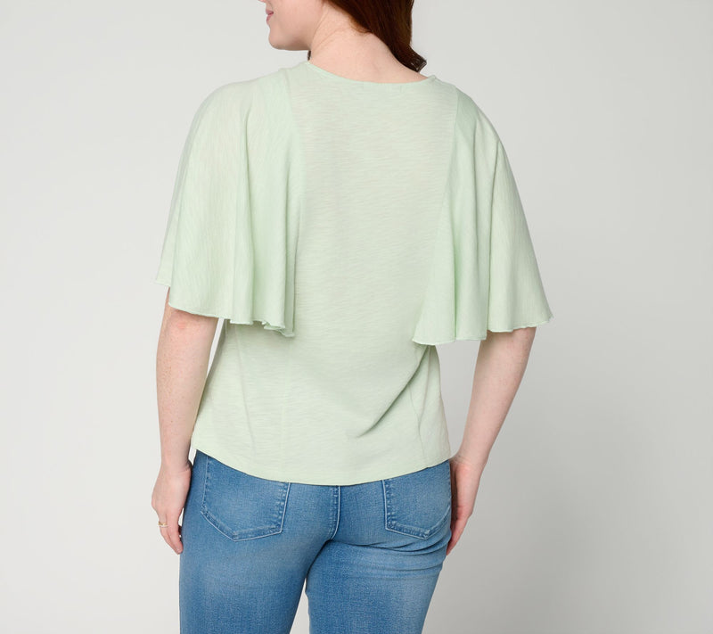 RM Studio x Rebecca Minkoff Cotton Modal Flutter Sleeve Knit Top — View 3