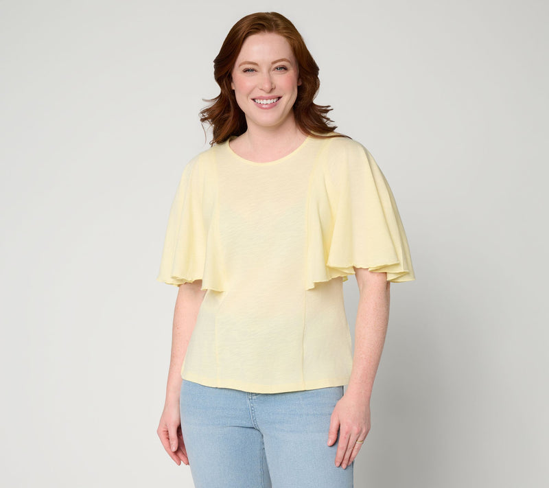 RM Studio x Rebecca Minkoff Cotton Modal Flutter Sleeve Knit Top — View 12