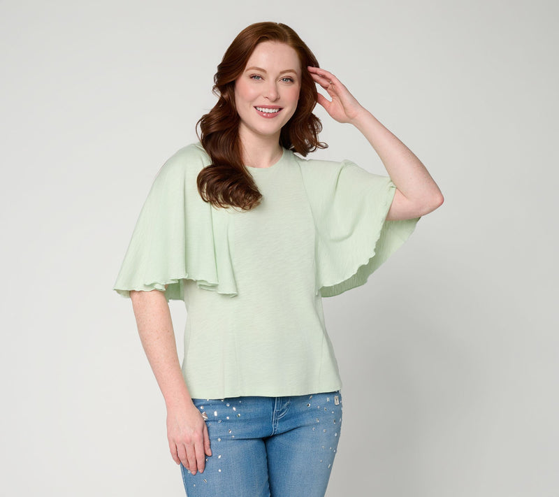RM Studio x Rebecca Minkoff Cotton Modal Flutter Sleeve Knit Top — View 14
