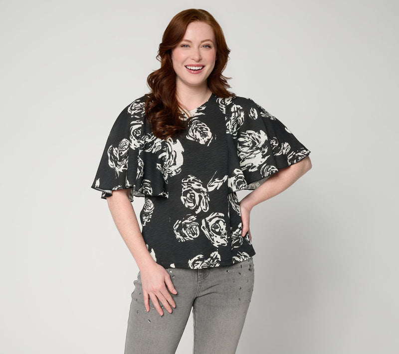 RM Studio x Rebecca Minkoff Cotton Modal Flutter Sleeve Knit Top — View 15