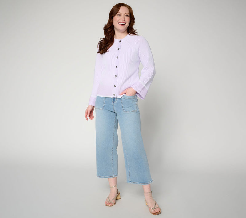 RM Studio x Rebecca Minkoff Contrast Stitch Raglan Sleeve Cardigan — View 4