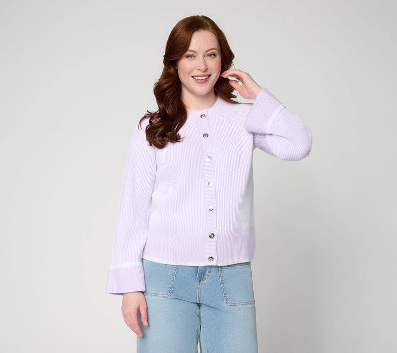 RM Studio x Rebecca Minkoff Contrast Stitch Raglan Sleeve Cardigan — Main view