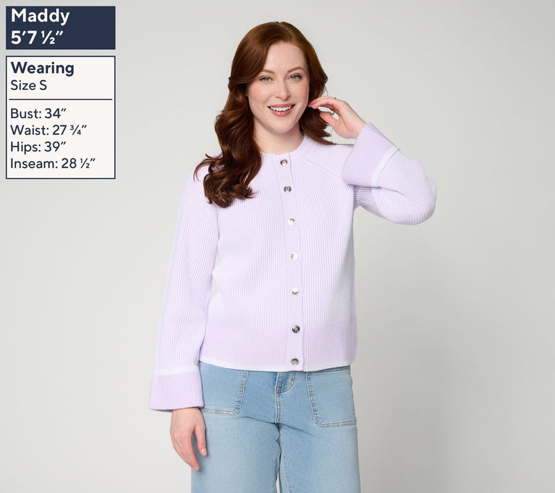 RM Studio x Rebecca Minkoff Contrast Stitch Raglan Sleeve Cardigan — View 2