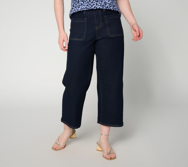 RM Studio x Rebecca Minkoff Petite Luxe Stretch Wide Crop Jeans — Main view