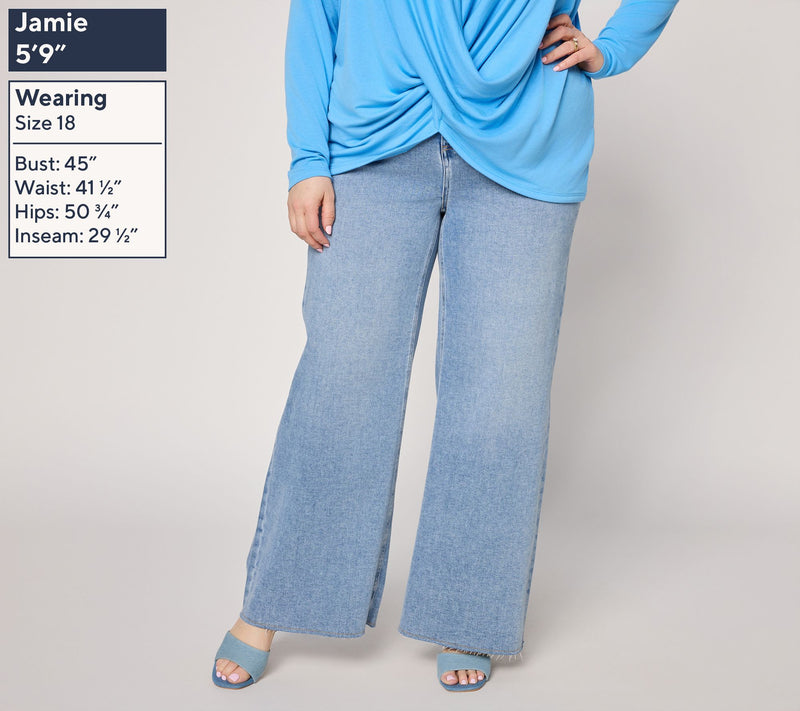 Mally Roncal Petite Wide Leg Full Length FierceFlex Jean — View 2