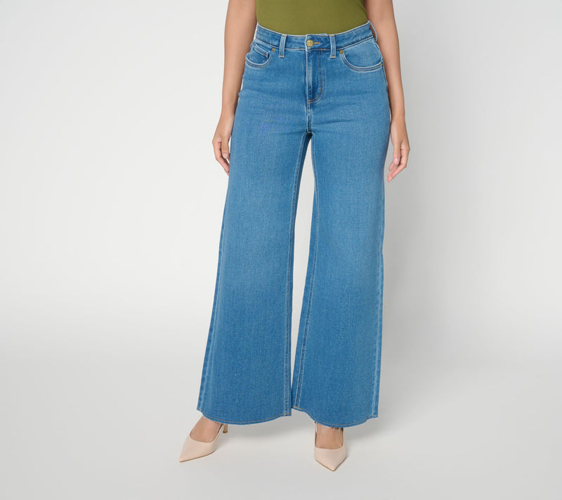 Mally Roncal Petite Wide Leg Full Length FierceFlex Jean — View 10
