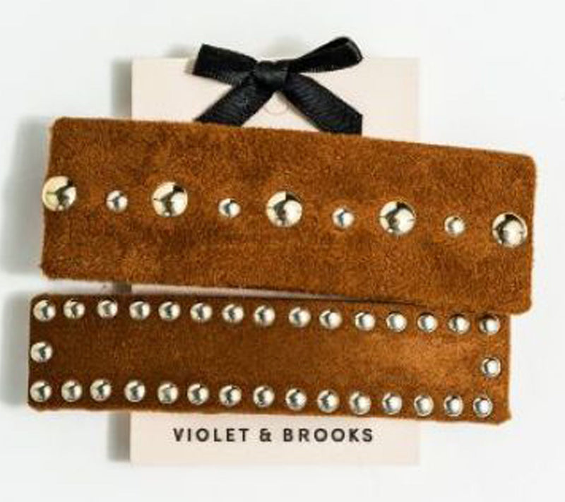 Violet and Brooks Laurel Suede Barrette Pair — Main view