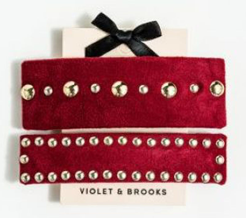 Violet and Brooks Laurel Suede Barrette Pair — View 9