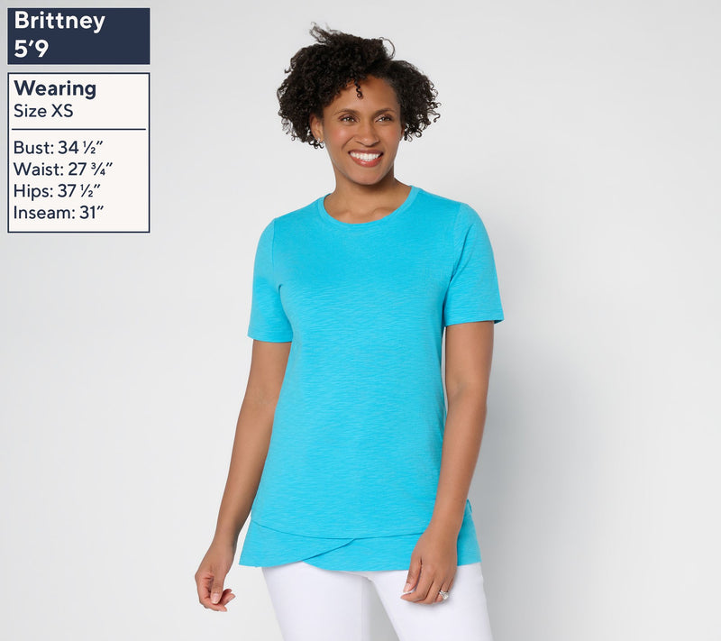 Denim & Co. Essentials Petite Textured Knit 2fer Tunic — View 3