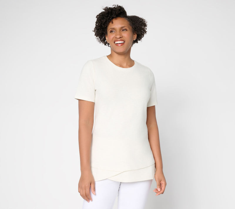 Denim & Co. Essentials Petite Textured Knit 2fer Tunic — View 11