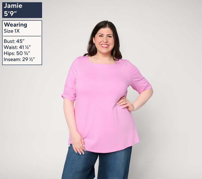 Denim & Co. Essentials Regular Favorite Jersey Boat Neck Tunic — View 2