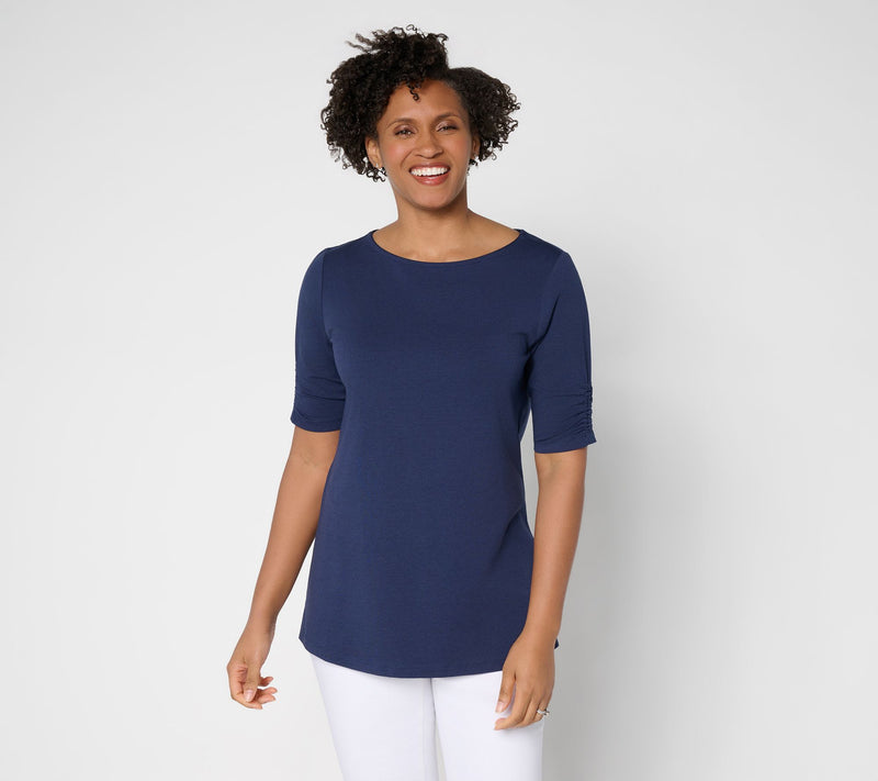 Denim & Co. Essentials Petite Favorite Jersey Boat Neck Tunic — View 11