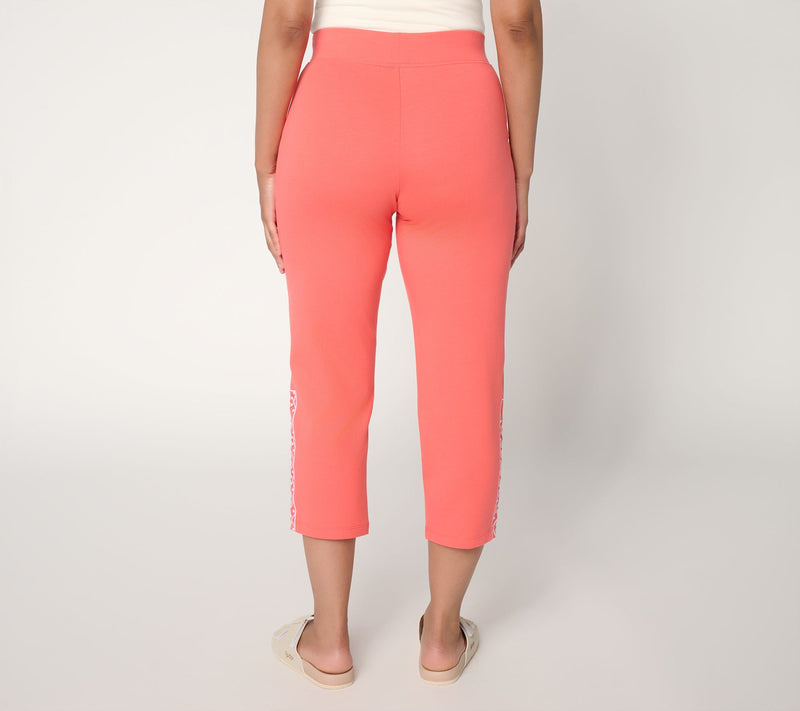 Denim & Co. Active Regular French Terry Crop Pants w/ Embroidery — View 3